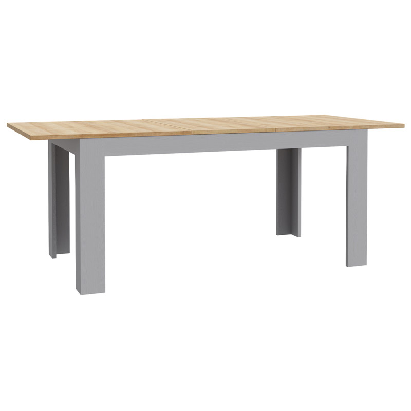 Table de Repas Extensible L160/206 cm Revêtement Décor Chêne Gris et Clair - ANTIBES