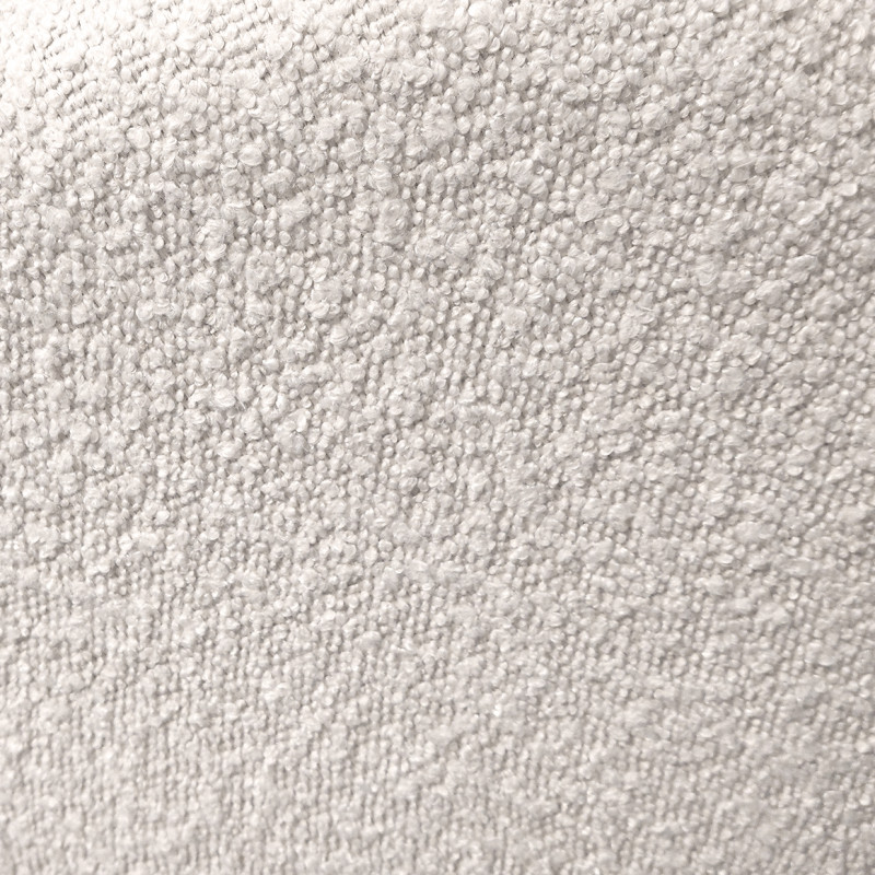 Fauteuil avec accoudoirs en tissu bouclette écru imitation laine de mouton et pieds fins en métal noir - SHEEP