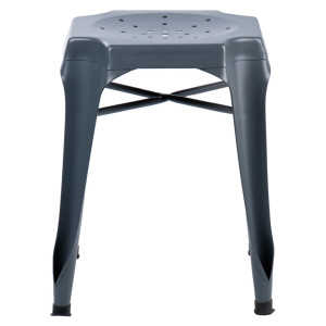 Lot de 2 Tabourets en Métal Gris avec Perforations sur l'Assise - Style industriel - METALICA