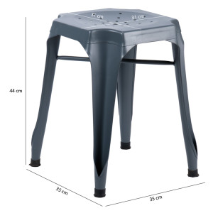 Lot de 2 Tabourets en Métal Gris avec Perforations sur l'Assise - Style industriel - METALICA