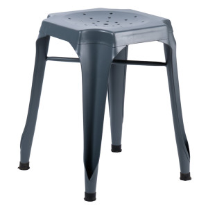 Lot de 2 Tabourets en Métal Gris avec Perforations sur l'Assise - Style industriel - METALICA