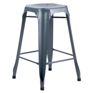 Lot de 2 Tabourets de Bar en Métal Gris avec Perforations sur l'Assise - Style industriel - METALICA