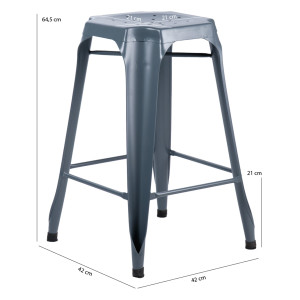 Lot de 2 Tabourets de Bar en Métal Gris avec Perforations sur l'Assise - Style industriel - METALICA