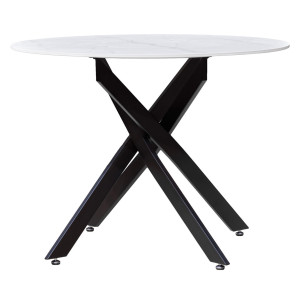 Table de Repas plateau en Hévéa recyclé naturel et pieds métal avec  croisillons 180x90x76cm LOFT, Tables à manger