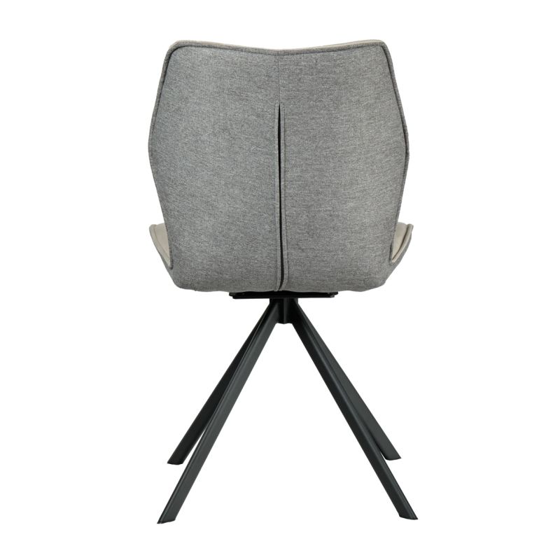 Lot de 2 chaises pivotantes velours beige et tissu gris pieds métal noir - DIANE