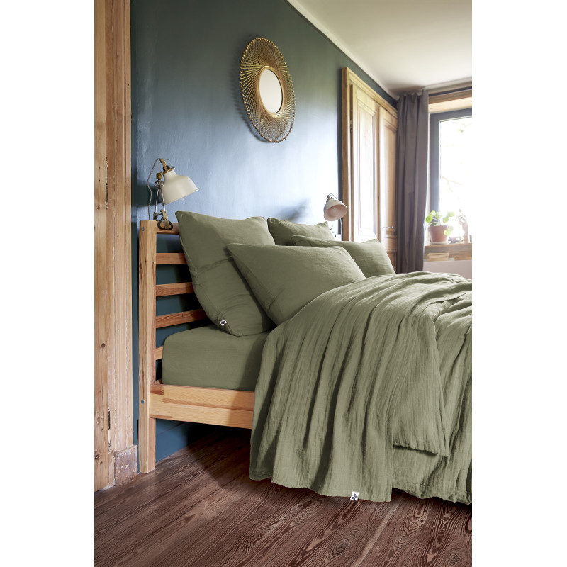 Housse de couette gaze de coton double 240 x 260 cm vert - PEPA 4