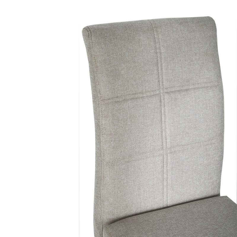 Lot de 2 chaises en tissu écru avec dossier haut et pied luge en métal noir - VERDI