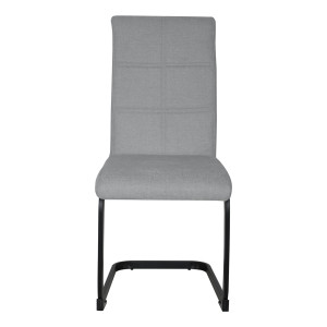 Lot de 2 chaises en tissu gris avec dossier haut et pied luge en métal noir - VERDI