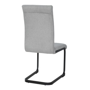Lot de 2 chaises en tissu gris avec dossier haut et pied luge en métal noir - VERDI