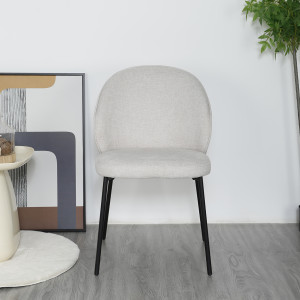 Lot de 2 chaises en tissu écru et 4 pieds fins et minimalistes en métal noir - BLAIR