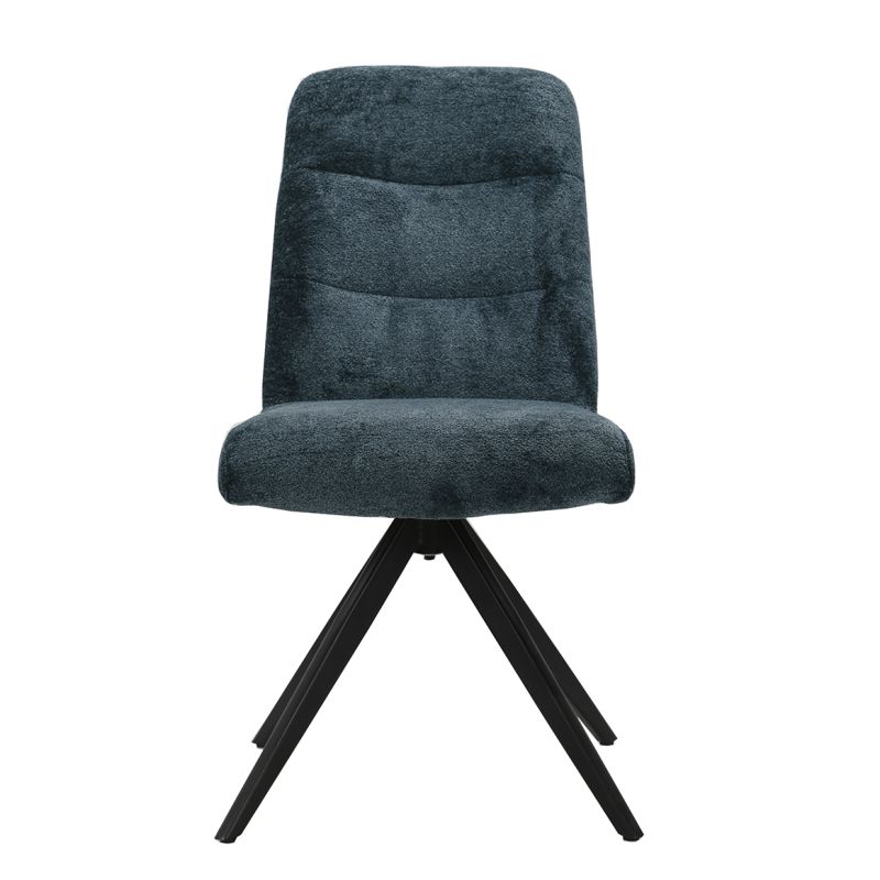 Lot 2 chaises pivotantes tissu doux bleu foncé pied croix métal - JULIE