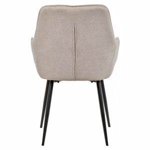 Lot de 2 Chaises Capitonnées avec Accoudoirs en Tissu Beige avec Pieds en Métal Noir - THEO