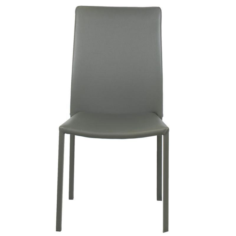 Lot de 4 chaises en simili gris et 4 pieds en acier - LUFY