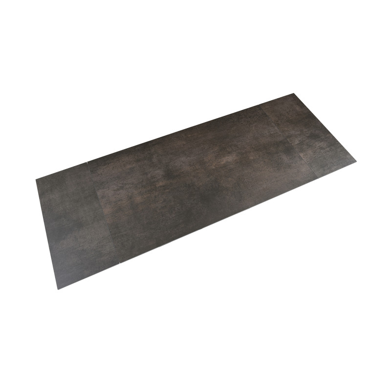 Table extensible 180 à 260 cm en céramique gris vieilli pied torsadé en métal noir - MAINE 05