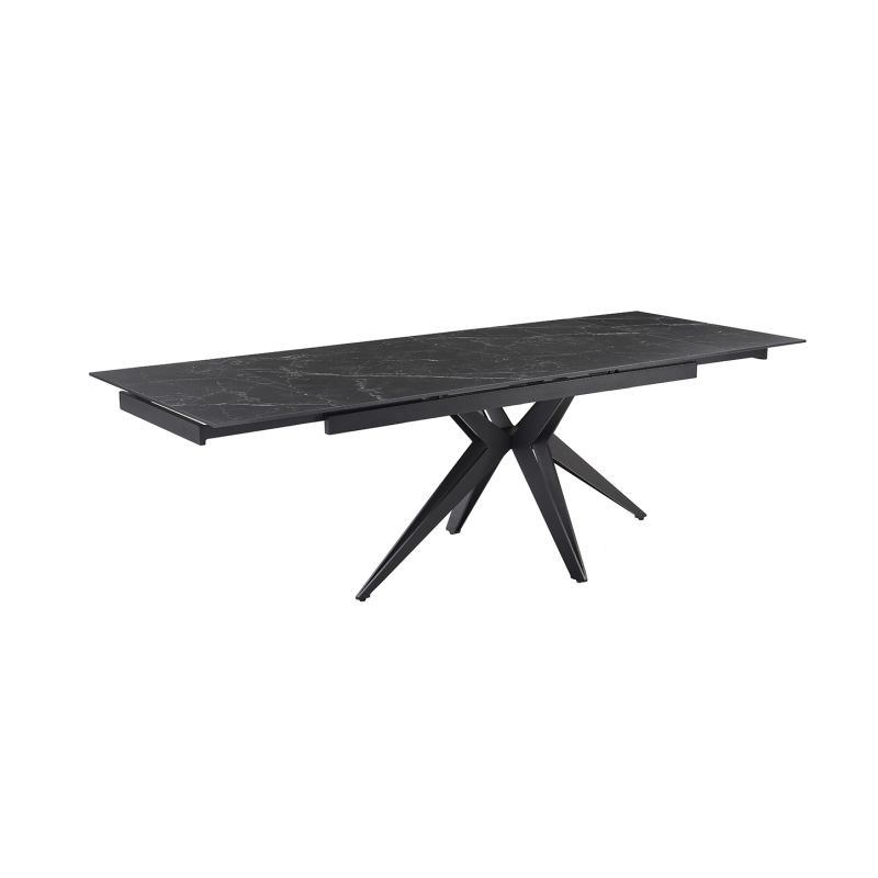 Table extensible 180/260 cm céramique noir marbré pied étoile - INDIANA 06