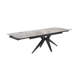 Table extensible 180/260 cm céramique gris marbré pied étoile - DAKOTA 06