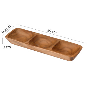 Lot de 2 plateaux 29 cm 3 compartiments pour apéro en bois de teck - DAMIANO