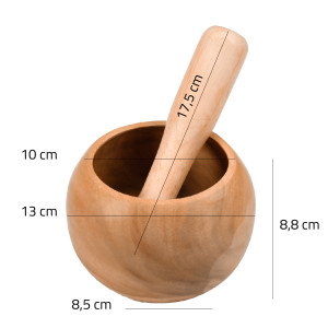 Mortier et pilon de cuisine presse épices rond en bois de teck – fabrication artisanale – YUKI