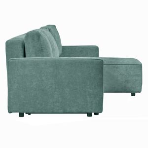 Canapé 3 Places Convertible Tissu Doux Gris Pieds Métal Noir  2 Coussins - MINDY