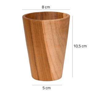 Lot de 2 gobelets D. 8 cm pour salle de bain en bois de teck – fabrication artisanale – EMYR