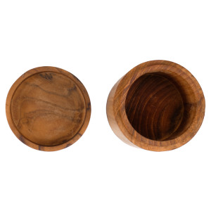 Lot de 2 boîtes de rangement rondes avec couvercle pour salle de bain bois de teck – DESTINY