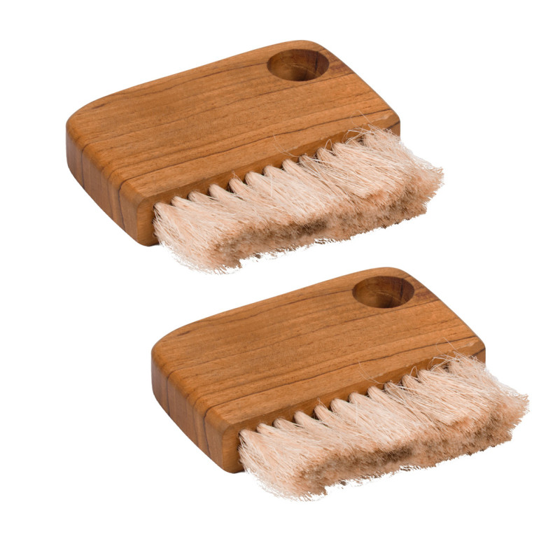 Lot de 2 petites brosses de nettoyage en bois de teck et fibre d’ananas - ZUKO 02