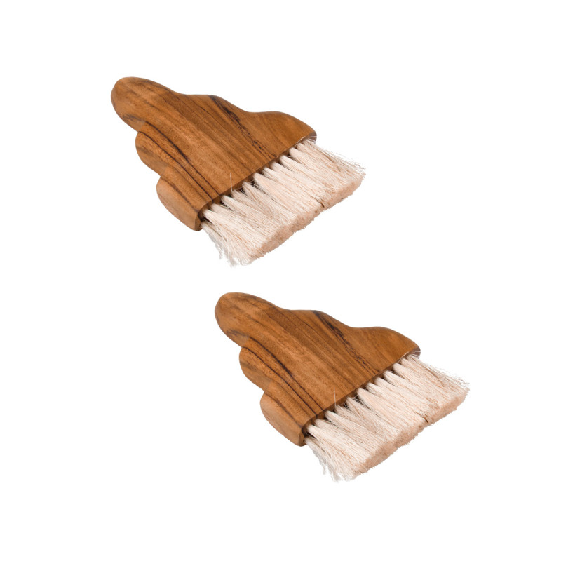 Lot de 2 petites brosses à désincruster en bois de teck et fibre d’ananas - KHALI 02