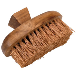 Lot de 2 petites brosses à main avec poignée en bois de teck et fibre de palmier - MORA 01