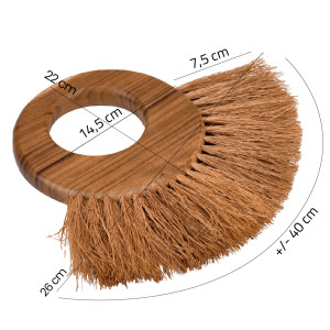 Lot de 2 grandes brosses rondes de nettoyage en bois de teck et fibre de palmier avec manche - LOFI 01