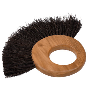 Lot de 2 grandes brosses rondes de nettoyage en bois de teck et fibre de coco avec manche - LOFI 02