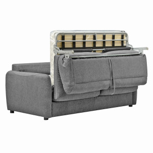 Canapé 3 Places Convertible Rapido L. 190 cm Tissu Chiné Gris Clair avec Matelas Pieds en Métal - JENNY