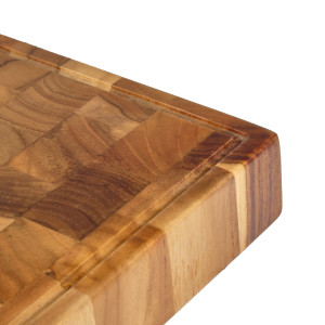 Grande planche à découper 35 cm épaisse bloc billot en bois de teck avec récupérateur - ECHO