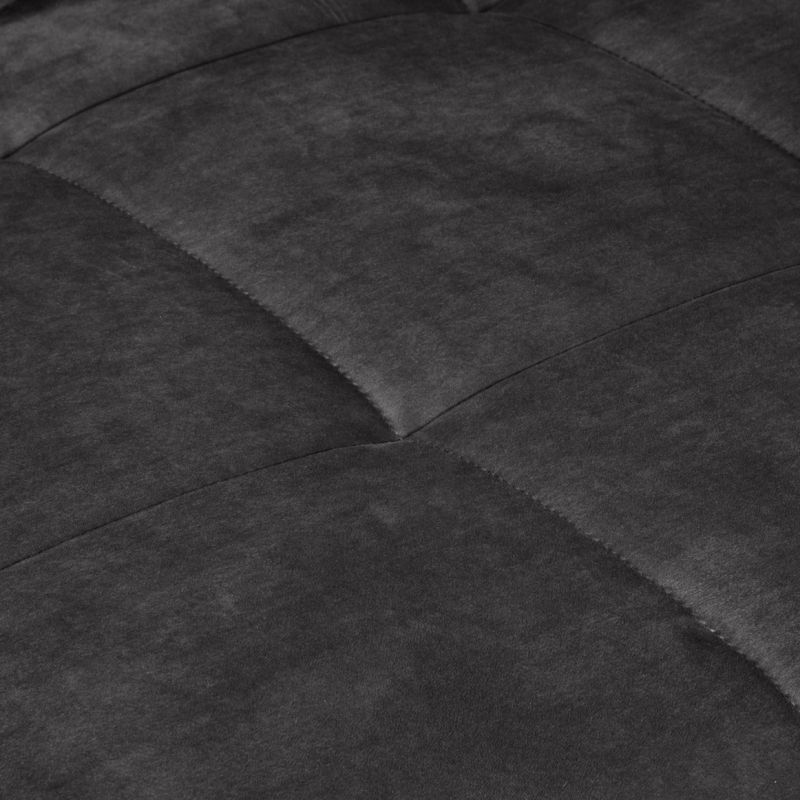 Canapé 3 Places Convertible L.220 cm en Velours Gris Anthracite 2 Coussins et Pieds en Métal - KIARA