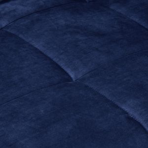 Canapé 3 Places Convertible L.220 cm en Velours Bleu Foncé 2 Coussins et Pieds en Métal - KIARA