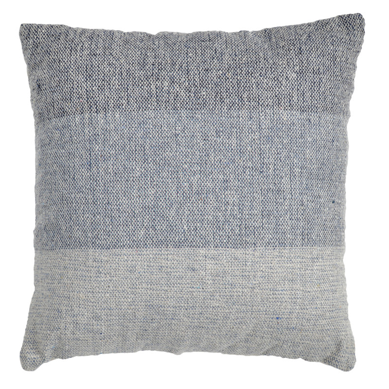 Coussin carré 40 x 40 cm en coton brodé dégradé de bleu et écru - ABYSS