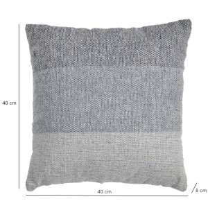 Coussin carré 40 x 40 cm en coton brodé dégradé de bleu et écru - ABYSS