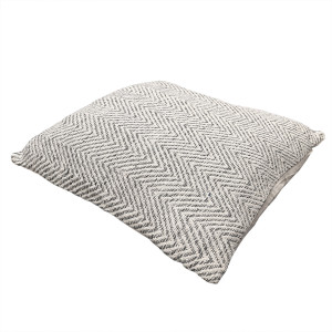 Coussin carré 40 x 40 cm en coton brodé avec motifs chevrons gris et écru - GLOW