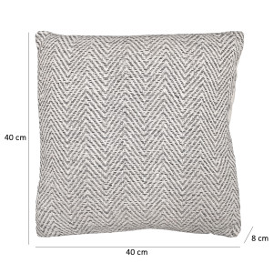 Coussin carré 40 x 40 cm en coton brodé avec motifs chevrons gris et écru - GLOW