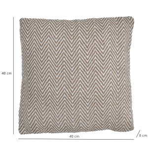 Coussin carré 40 x 40 cm en coton brodé avec motifs chevrons beige et écru - GLINT