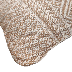 Coussin carré 40 x 40 cm en coton brodé avec motifs aztèques beige et écru - LUSTER