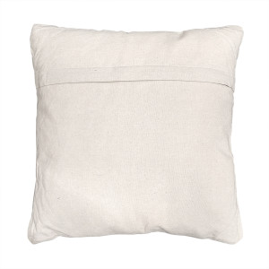 Coussin carré 40 x 40 cm en coton brodé avec motifs aztèques beige et écru - LUSTER