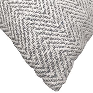 Lot de 2 coussins carrés 40 x 40 cm en coton brodé avec motifs chevrons gris et écru - GLOW