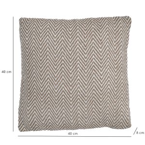 Lot de 2 coussins carrés 40 x 40 cm en coton brodé avec motifs chevrons beige et écru - GLINT