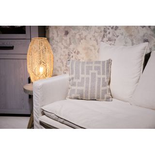 Lot de 2 coussins carrés 40 x 40 cm en coton brodé avec motifs géométriques gris et écru - RAY