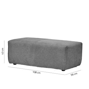 Pouf pour Canapé Composable et Modulable en Tissu Gris Anthracite - MODULO