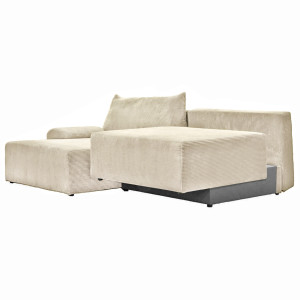 Canapé d'Angle Réversible et Convertible Revêtement Velours Beige Côtelé avec Accoudoirs et Coussins - Design Moderne - LESTER