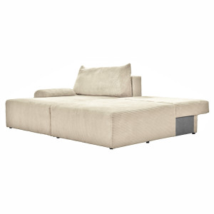 Canapé d'Angle Réversible et Convertible Revêtement Velours Beige Côtelé avec Accoudoirs et Coussins - Design Moderne - LESTER