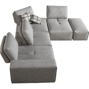 Pouf pour canapé modulable en tissu gris anthracite - MODULO