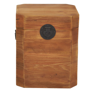 Coffre de rangement rustique H. 39 cm en bois de pin recyclé avec poignées et loquet métal – CHALET