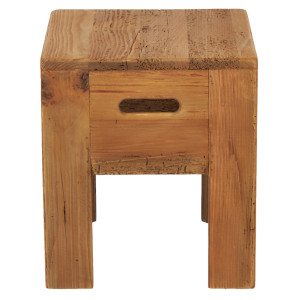 Tabouret carré / table d'appoint en bois de pin recyclé - naturel et montagnard - CHALET